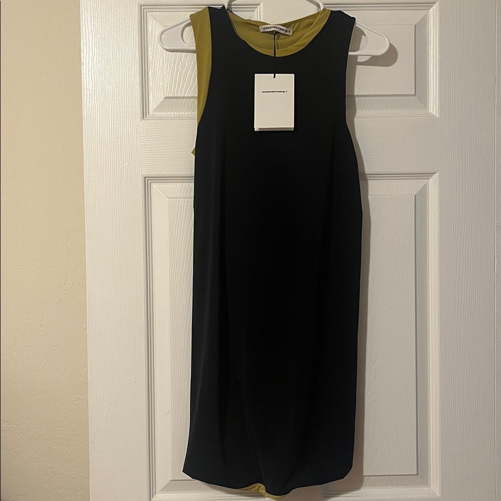 NWT Alexander Wang Black Dress with Yellow Green Collar